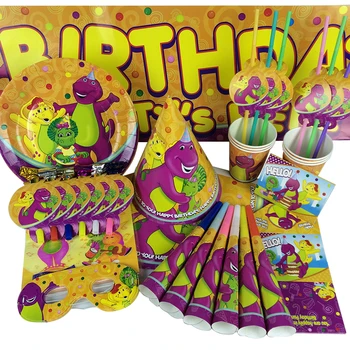 

69pcs Cartoon Dinosaur Theme Disposable Tableware Set Kids Birthday Party Decorations Paper Cups Plates Animal Birthday Party