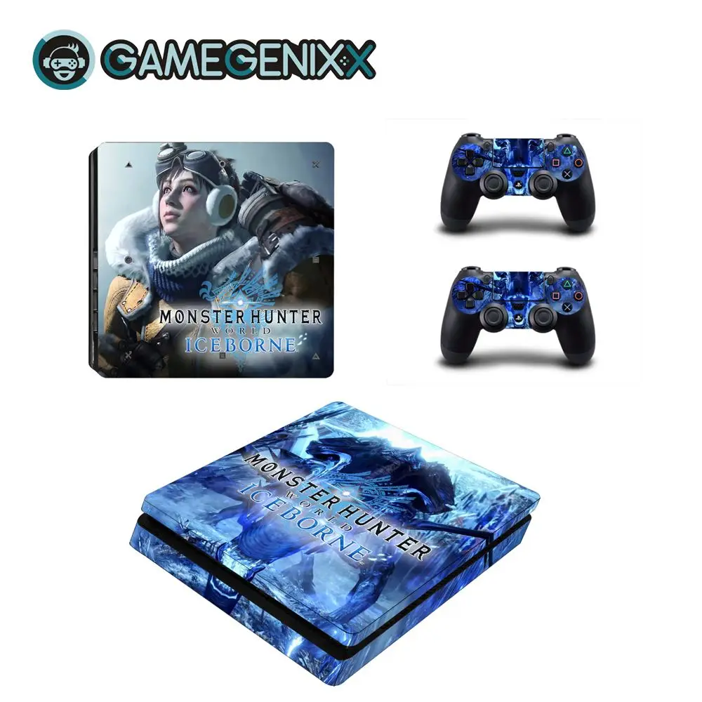 Защитная Наклейка на кожу GAMEGENIXX для PS4 Slim Console и 2 контроллера-Monster Hunter World