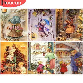 

HUACAN Paint By Number Christmas Hand Painted Modern Art Gift DIY Painting By Number Kids Kits Home Decoration