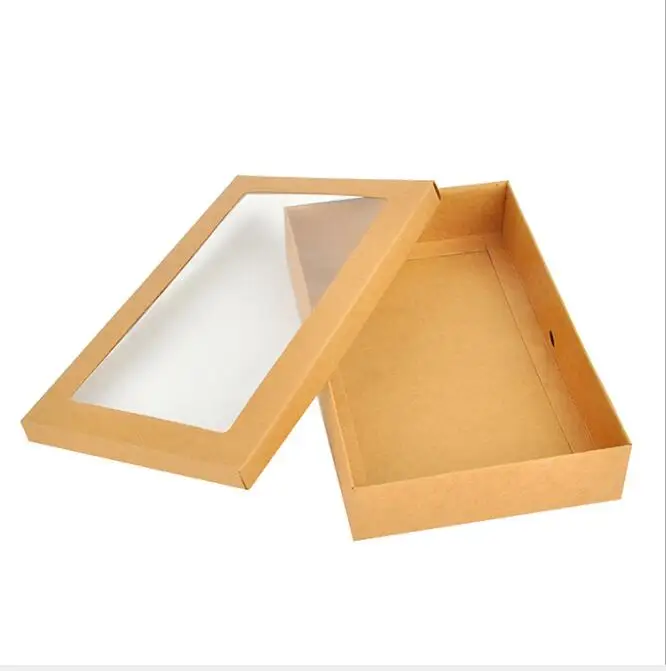 10 шт коричневая крафт картонная коробка с окошком с крышкой носок упаковочная коробка для нижнего белья Подарочная коробка для ювелирных изделий