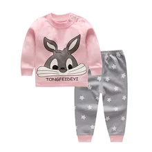Комплекты одежды из 2 предметов для маленьких девочек, детская спортивная одежда, спортивный комплект с кроликом для мальчиков, костюмы, хлопковая одежда для малышей 9 мес.-4 лет
