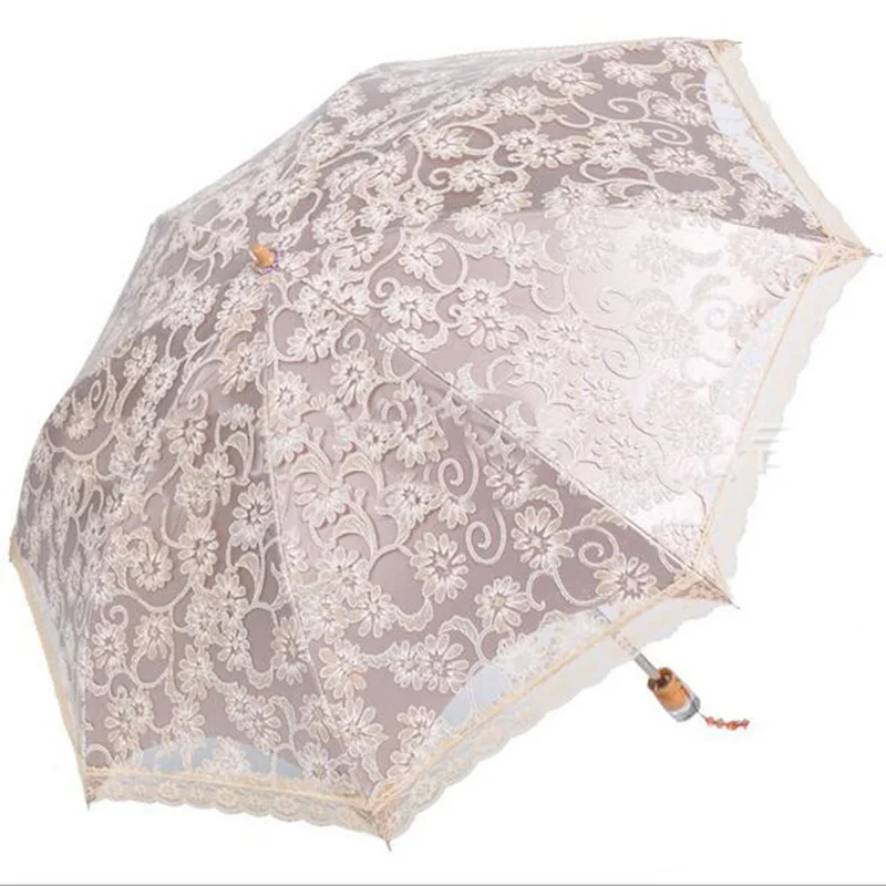 Пять складных мини-зонтов с кружевами, женский зонтик от дождя, с карманами, с черным покрытием, зонтик для дождя, женские танцевальные зонты, QZH187 - Цвет: Umbrella E