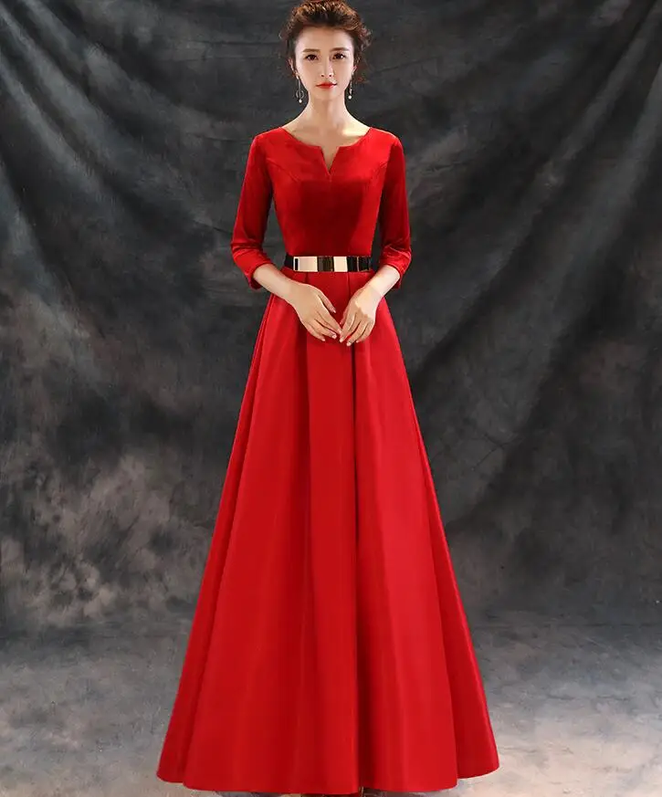 picture color Vestido de Festa Longo настоящая фотография, длинное вечернее платье с красным поясом и поясом, недорогие вечерние платья Robe De Soiree Longue - Цвет: picture color