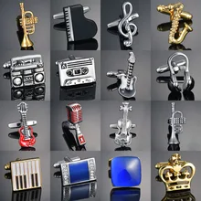 

Men' Fashion Guitar/Music Note/Recorder/Microphone/Trumpet Cufflinks Musical Note Cuff Links Piano Bass Cuffs gemelos bouton