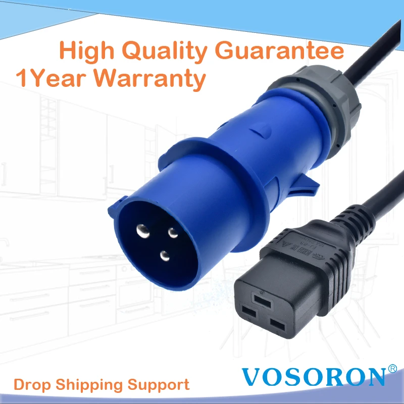 Enchufe a Cable de alimentación IEC320 C19, de extensión Industrial de alta resistencia, convierte el 316C6 a C20 F, calibre de 1,5mm, 16A|Cables alimentación y cables de extensión| -