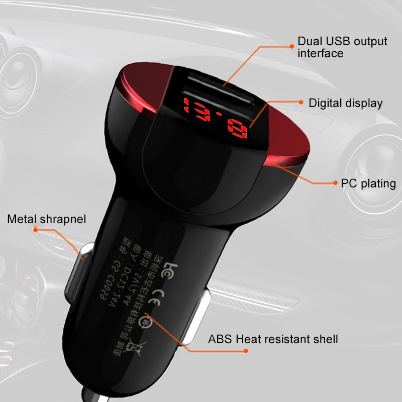Универсальное автомобильное зарядное устройство 5 В/3 1 а с двумя выходами USB для