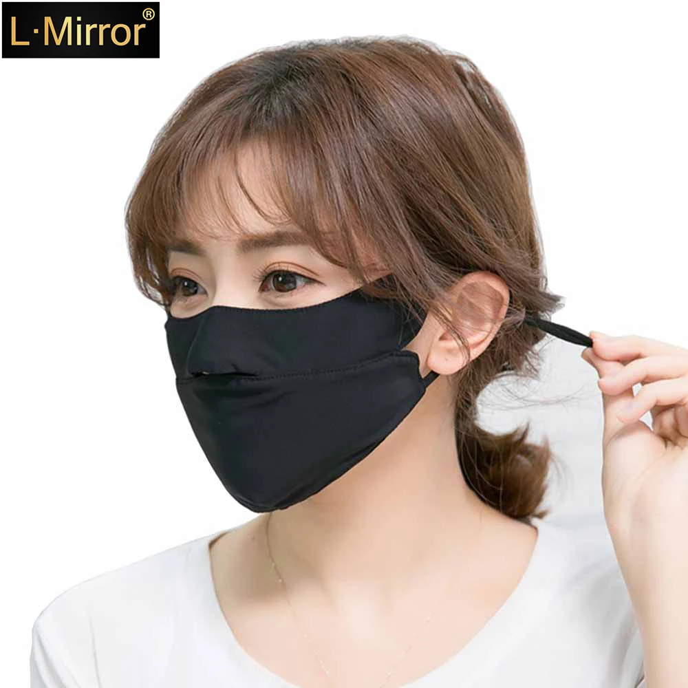 

L.Mirror 1Pcs Ice Silk Face Mouth Mask for Sun UV Protection Breathable Mouth Mask Washable Anti Dust Mouth Mask Summer Cycling