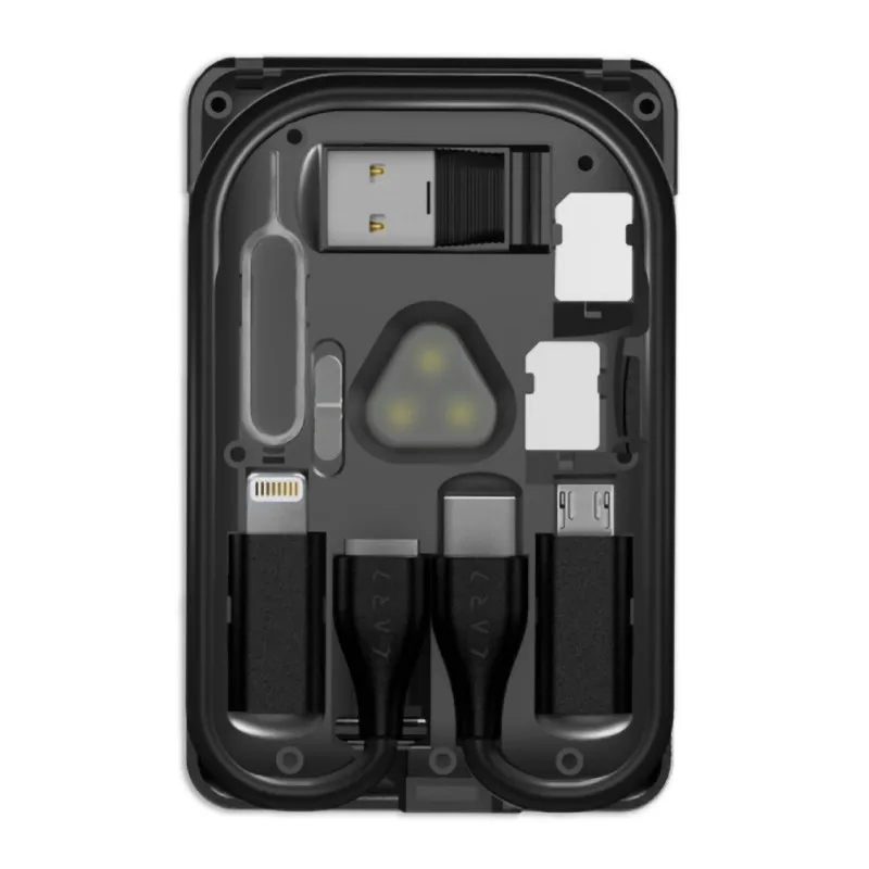 

Two Colors Multi Function Urban Survival Card Portable LED Light Card Reader Wireless Charger Data Cable Bag