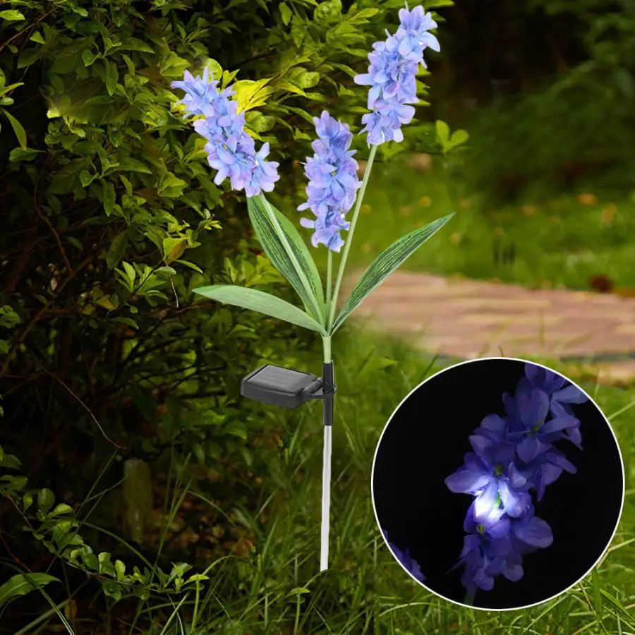 

LED Solar Powered Lawn Lamp With Light Control Hyacinth Flower Style For Outdoor Garden Courtyard Green And Energy-saving