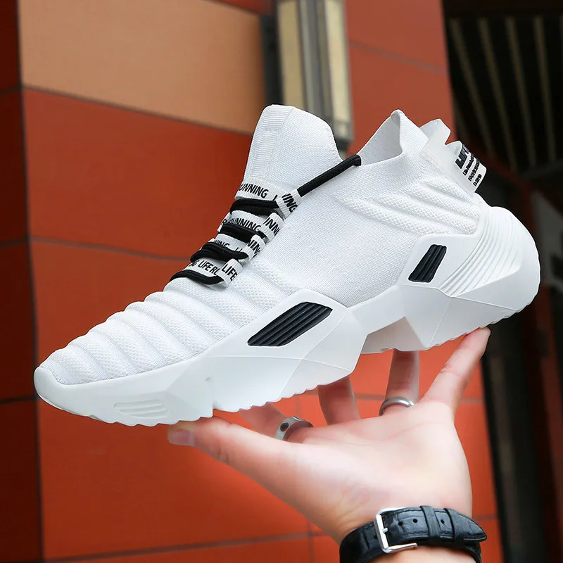 

Men's Sneakers Summer Net Red Explosion Flynit Socks Shoes Breathable Soft Lining Lace-Up Wear-Resistant Men's Casual Shoes