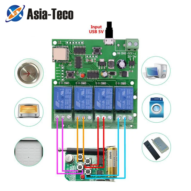 WiFi Switch Ewelink App Smart Life Remote Control Wireless Smart Switch Modul Self-locking interlock remote control 4-way relay 1