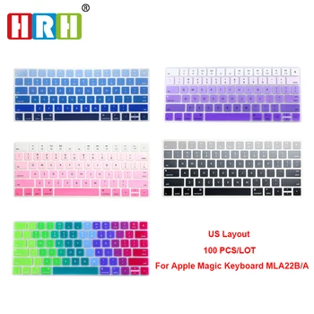 

HRH 100pcs Rainbow Gradient Magic Keyboard Cover Silicone Skin Protective Film F Apple Magic Keyboard MLA22B/A US Keyboard