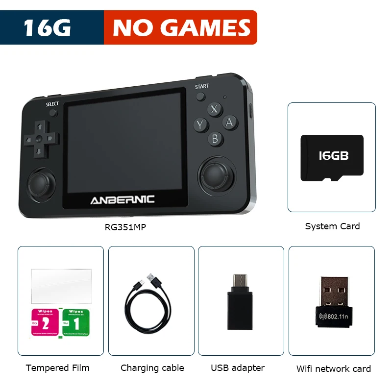 New RG351MP Portable Handheld Retro Game Console 3.5 Inch 256G Built-in 50000+ Games Emulators For PSP/PS1/DC/N64 Gift For Kid 