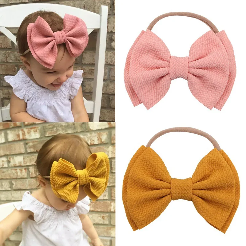 

2019 Spring And Summer-Children Bow Hair Band Infant Baby Headband Headdress Double Layer Bow Nylon Hair Band