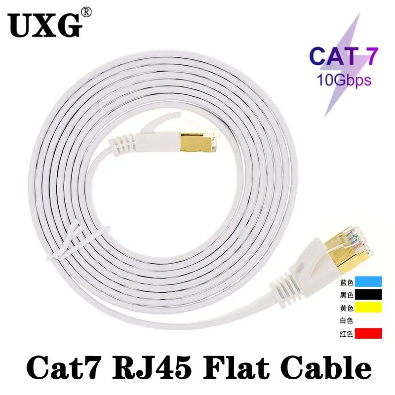 10Gbps Cat7 20Cm 50Cm 1M 2M 3M 5M 10M 15M 20M Cat7 Flat Stp Cavo Di Rete Ethernet Rj45 Patch Lan Pc Router Laptop Cavo Cat6A