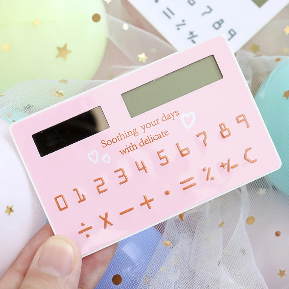 Mini Size Calculator Ultra-thin Cute Cartoon Solar Powered 8 Digits Display Portable Random Color | Компьютеры и офис