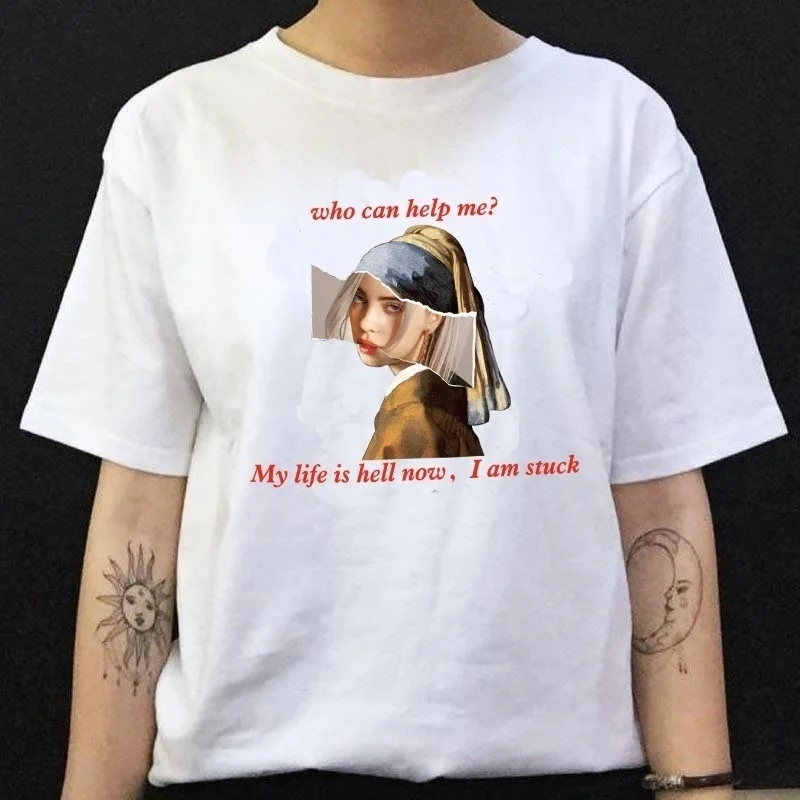 

Summer Unisex Tshirt Who Can Help Me Memes T Shirt I Am in Hell Stuck Funny T Shirt Girl with a Pearl Earring Johannes T Shirt