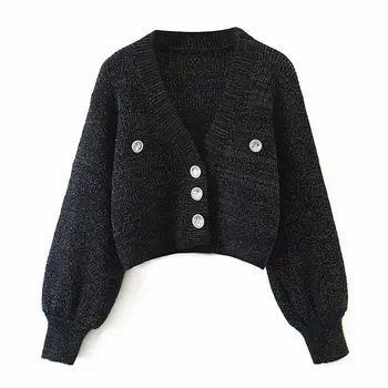 

2020 New Autumn solid sweater button V-Neck long sleeve female fashion casual women clothes
