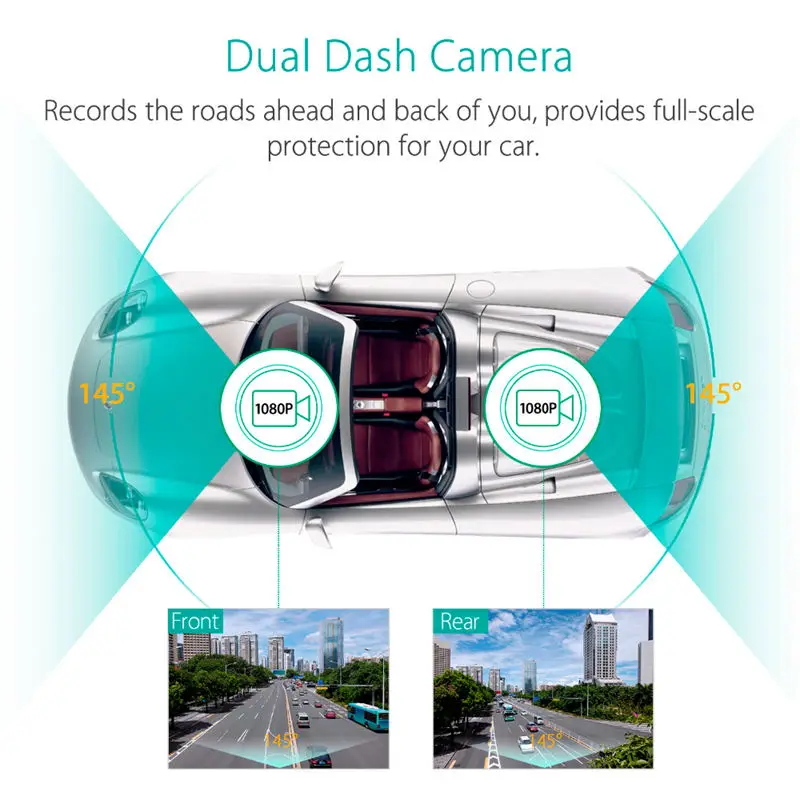  1080P Dual Lens Car Dash Cam Super Capacitor Car Dvr Recorder Gps Cpl Hardwire Option As Well As Mi