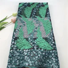 Высококачественные африканские блестки кружева ткань зеленая французская сетчатая вышивка тюль кружева ткань для нигерийская свадьба платье Горячая