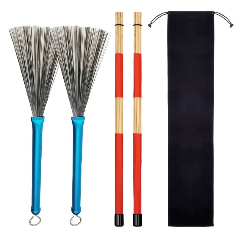

1 Set New Aluminum Alloy Handle Retractable Loop End Wire Brushes Drum Sticks for Jazz Drum Musical Accessories