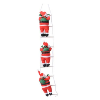 

3 Santa Claus Climbing on Rope Ladder Christmas Ornament for Christmas Tree Party Home Door Wall Decoration