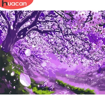 

HUACAN Oil Painting By Number Forest DIY Pictures By Numbers Scenery Kits Drawing On Canvas Hand Painted Paintings Home Decor