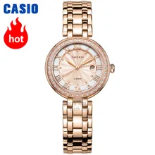 Часы Casio SHEEN женские часы Swarovski Crystal топ класса люкс комплект 50м Водонепроницаемые кварцевые женские часы женские Розовое золото Подарки Часы Спортивные часы relogio feminino reloj mujer montre homme bayan