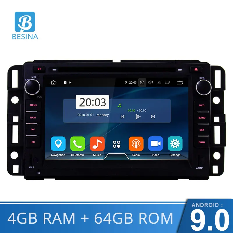 

Besina Android 9.0 Car DVD player For Chevrolet Tahoe Traverse BUICK Enclave GMC Yukon Tahoe Acadia 2 Din Car Radio GPS Stereo