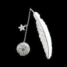 Металлические светящиеся перья Крылья Ангела Закладка Ретро Закладка в форме Луны флуоресцентные большие пять звезд время драгоценный камень изысканные маленькие закладки