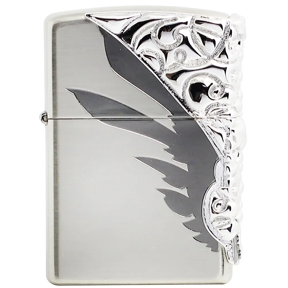 Genuine Zippo oil lighter copper windproof 3D Silver Shield cigarette