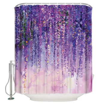 

Oil Painting Purple Artistic Conception Shower Curtain Waterproof Bathroom Curtain