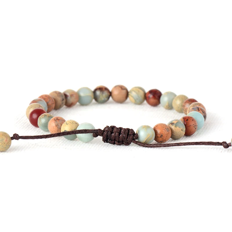 Designer Bracelets 6MM Natural Japser Strand Bracelets Bohemia Statement Bracelet Femme Jewelry - Image 3