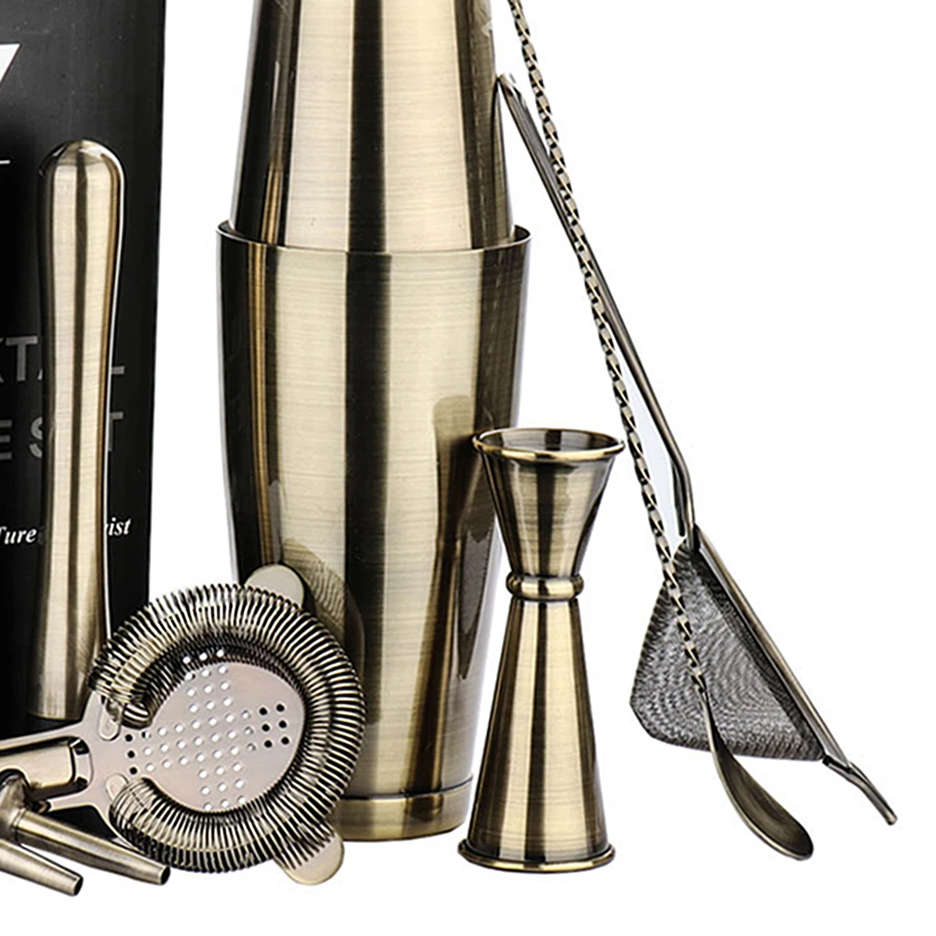 7pcs/set Stainless Steel Bartender Cocktail Martini Boston Shaker Bronze