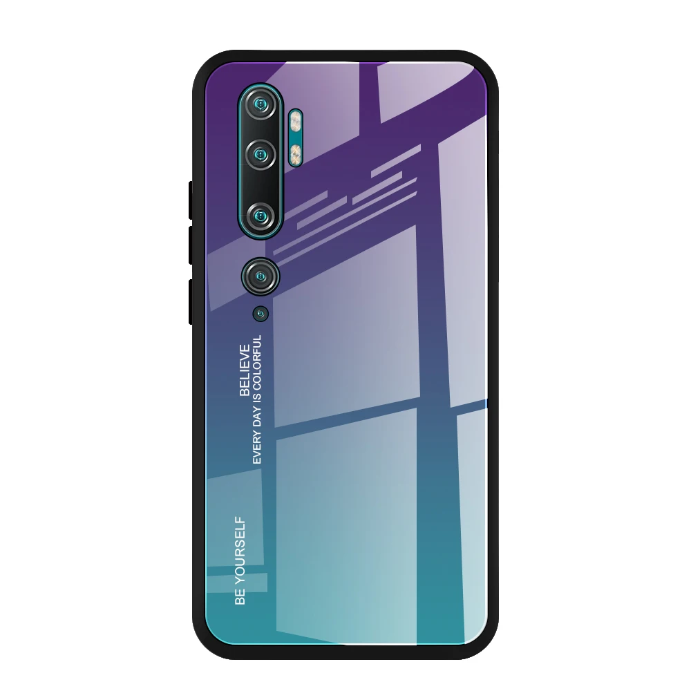 1 Чехол для Xiaomi mi Note 10, роскошный градиентный закаленное стекло, твердая мягкая рамка, полная задняя крышка, чехлы для Xiao mi CC9 Pro, противоударные чехлы - Цвет: 1