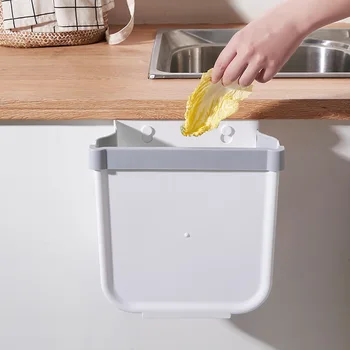 

Folding Trash Can Creative Kitchen Multifunctional Large Diameter Trash Can Hanging Cabinet Door Free Punch Wet Dry Sort Bucket
