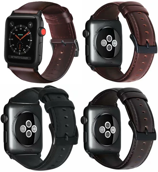 

belt Replacement Genuine Leather loop Band for iwatch 38mm 42mm Buckle for Apple Watch Strap 40mm 44mm Series 1 2 3 4 5