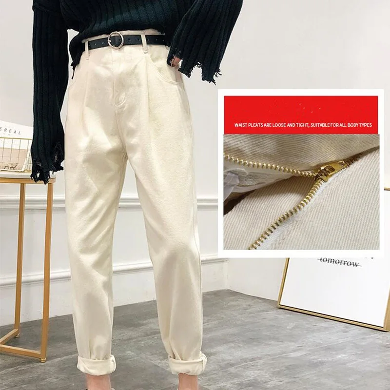 Koop GCAROL Nieuwe Vrouwen Hoge Elastische Taille Harembroek Met Riem Retro Oude Stijl Herfst Lente Enkellange Broek Streetwear Broek