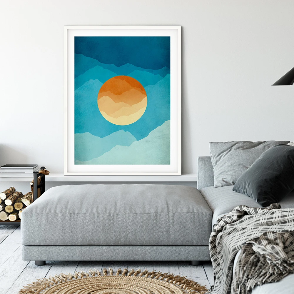 

Abstract Vintage Poster Sun and Moon Canvas Painting Modern Art Print Minimalist Wall Picture for Living Room Decor