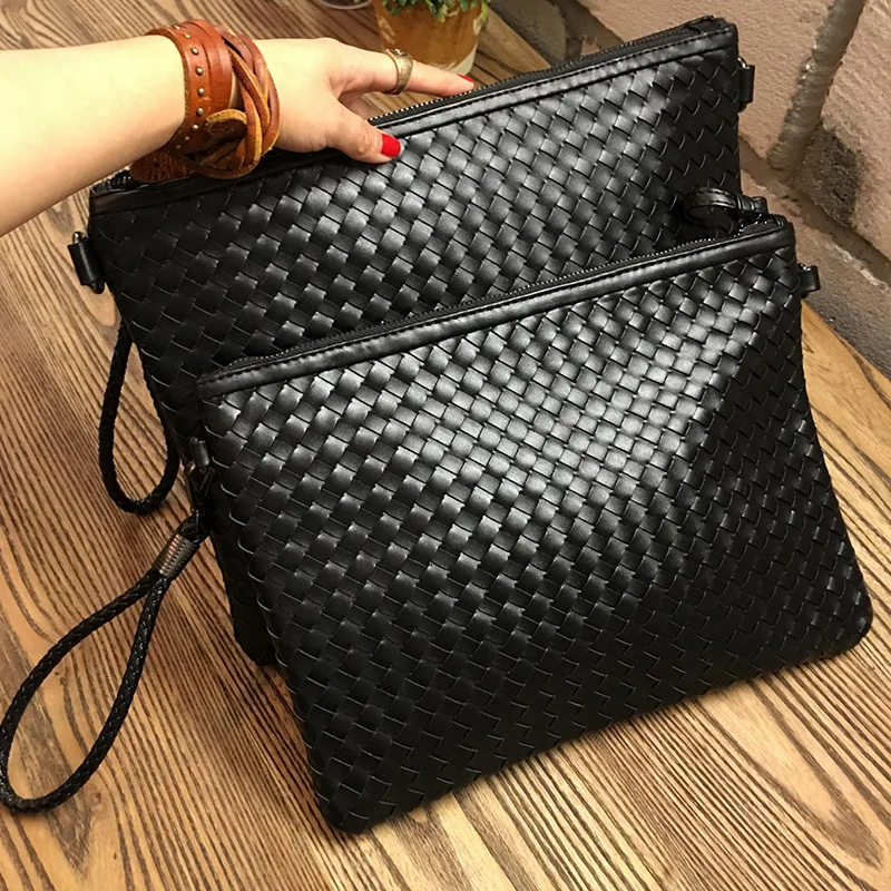 Weave Knitting Leather hand Bag Briefcases Business Shoulder Bag ...