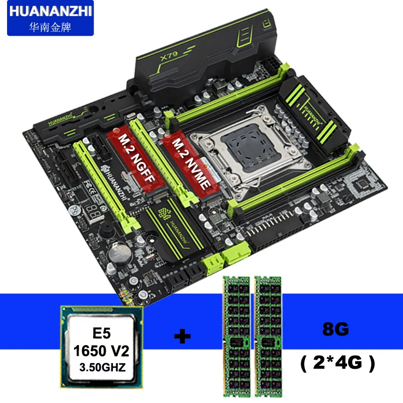 Материнская плата HUANANZHI LGA2011 X79 с разъемом M.2 и процессором Xeon E5 1650 V2 3 5 ГГц ОЗУ 8 ГБ