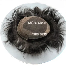 Мужской парик для волос 1" x 8" человеческие волосы супер тонкая кожа Парик швейцарские кружевные волосы заменить мужчин t System мужской парик шиньоны