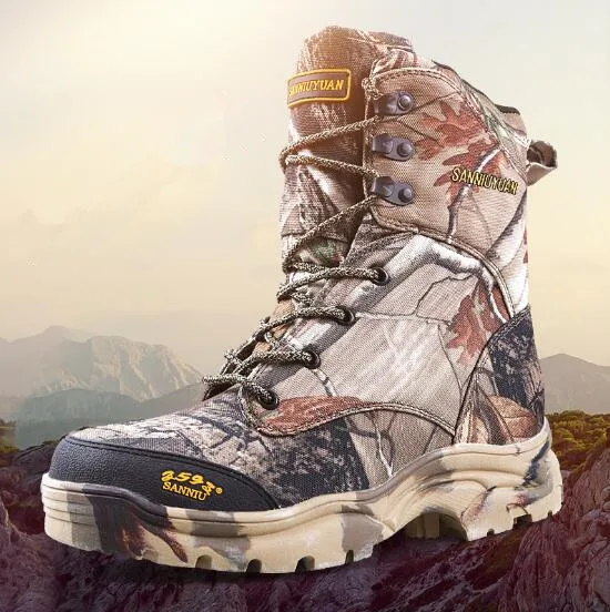 Мужские Bionic камуфляжные горные ботинки; Зимние флисовые теплые Нескользящие высокие ботинки