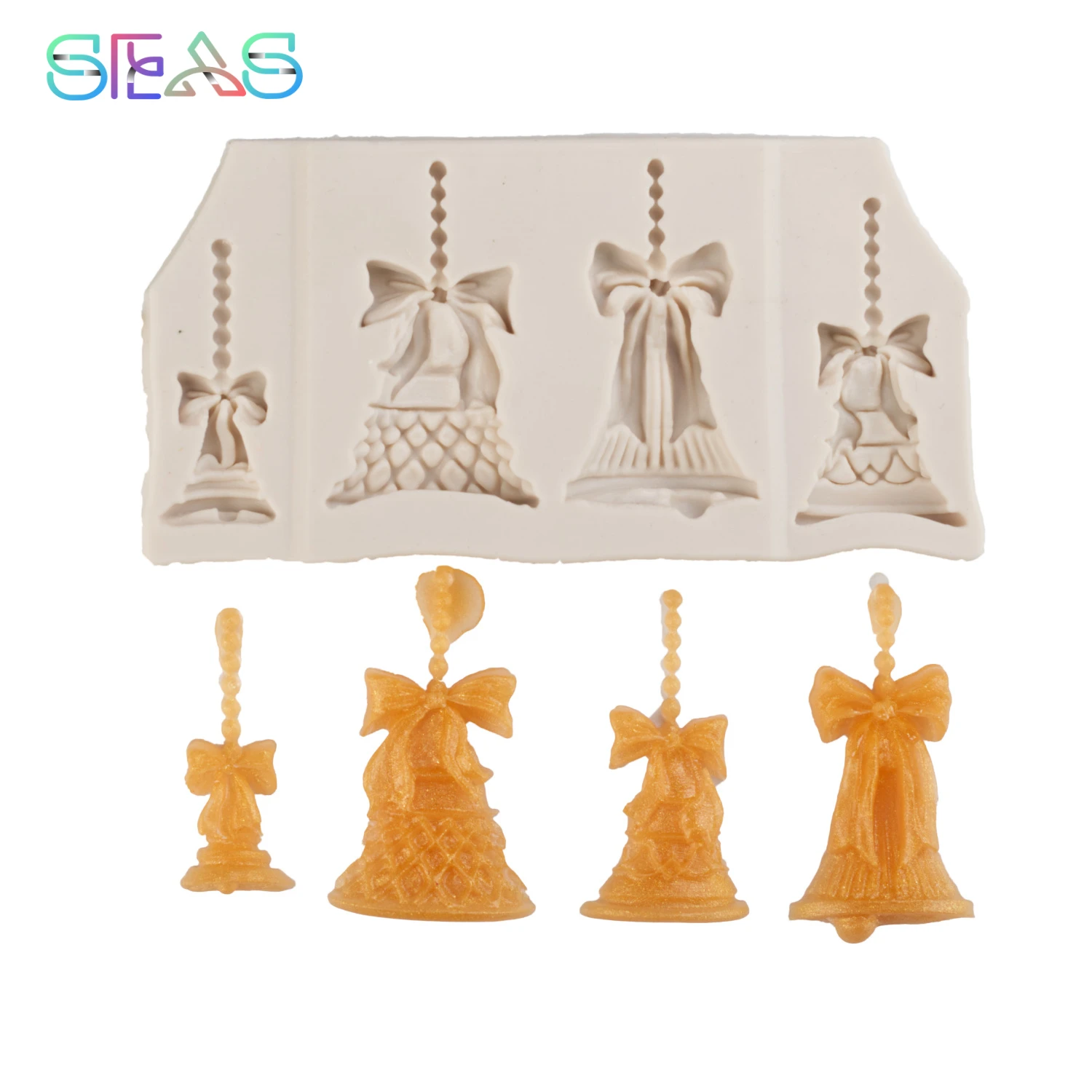 

Силиконовые формы для помадки в виде колокольчика из смолы, рождественские аксессуары для выпечки, инструменты для украшения тортов, форма ...