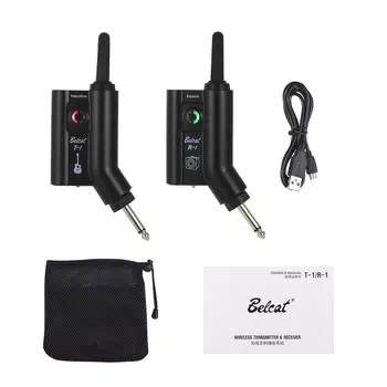 

Belcat T1R1 UHF Electric Guitar Bass Audio Transmitter Receiver Max.100M Transmission Range with USB Charge Cable Carry Bag