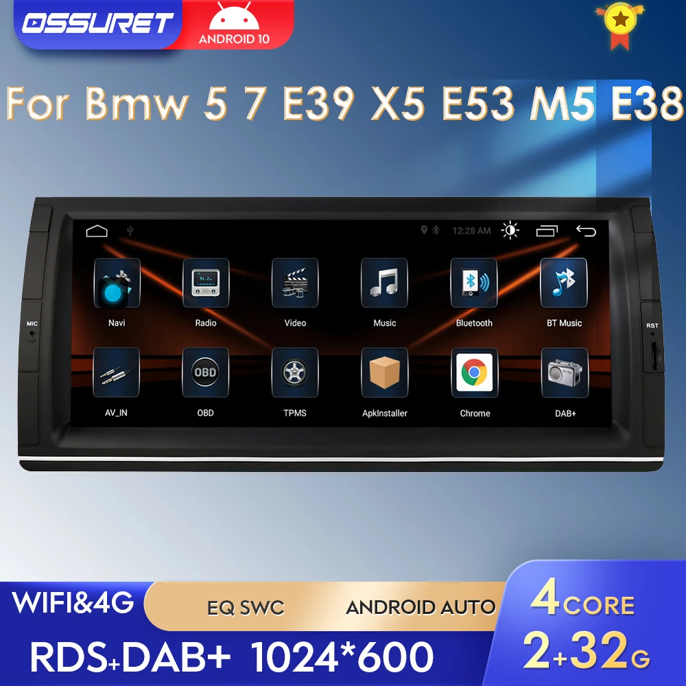 10.25 Inch Android 10 Car GPS Radio Player For Bmw 5 7 E39 X5 E53 M5 E38 BT RDS USB Steering Wheel Control 2G RAM 32G ROM WIFI | Автомобили