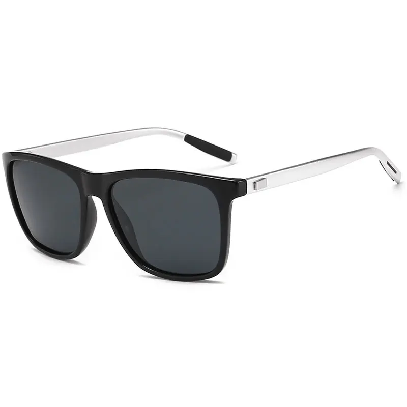 HUHAITANG Классические поляризованные солнцезащитные очки мужские роскошные брендовые Квадратные Солнцезащитные очки для вождения женские дизайнерские мужские солнцезащитные очки - Lenses Color: Black Silver Legs