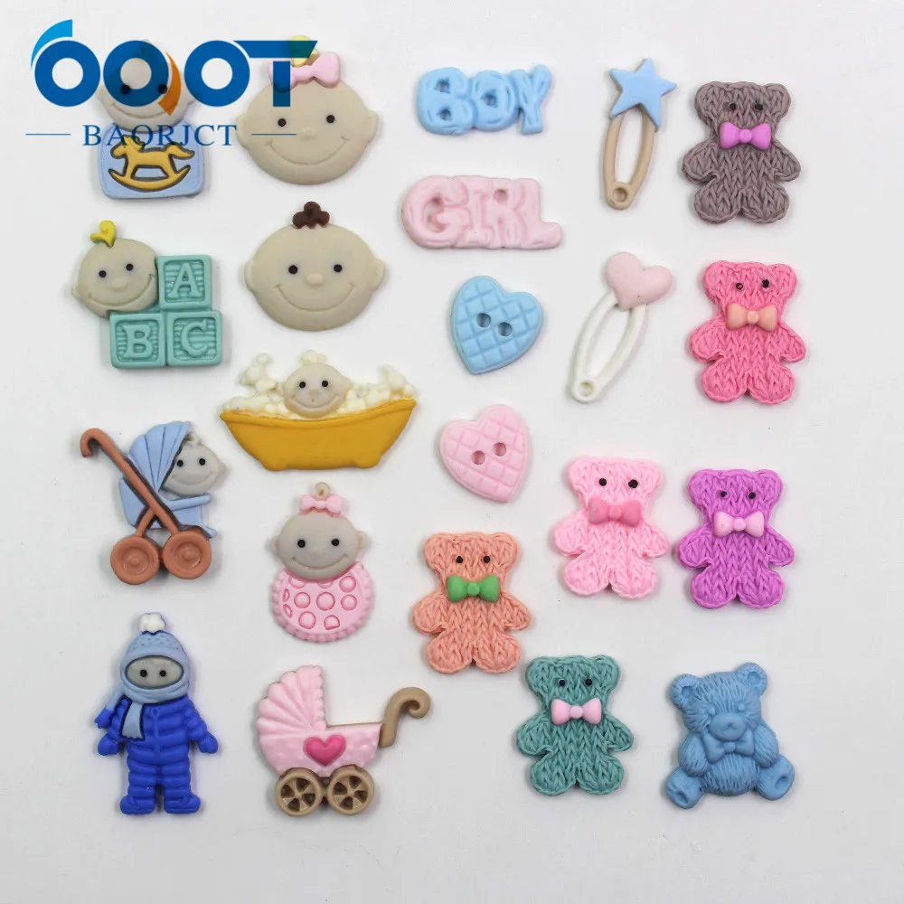 OOOT BAORJCT 20312-21 10 шт 22 мм * 18 различные цвета мультфильм маленький медведь безделушки