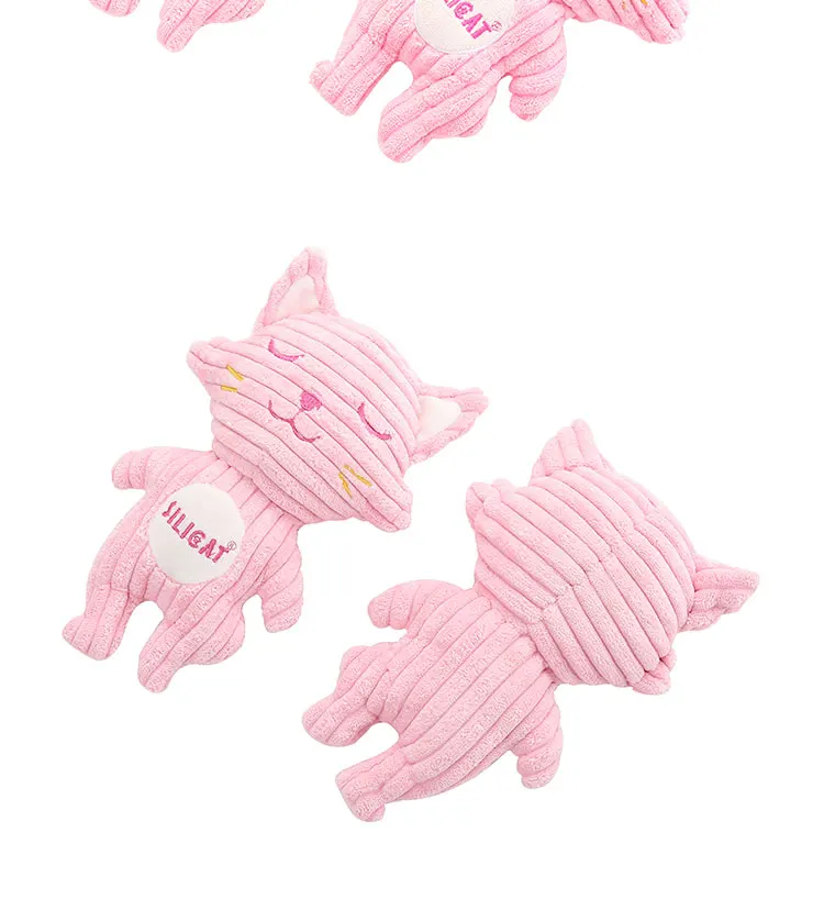Silicat mascot pink cat plush squeaky toy in stock pet products