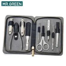 MR. GREEN высококачественный набор для ухода за ногтями из нержавеющей стали 9 в 1 Набор для стрижки ногтей из воловьей кожи инструменты для маникюра Набор для ухода за ногтями